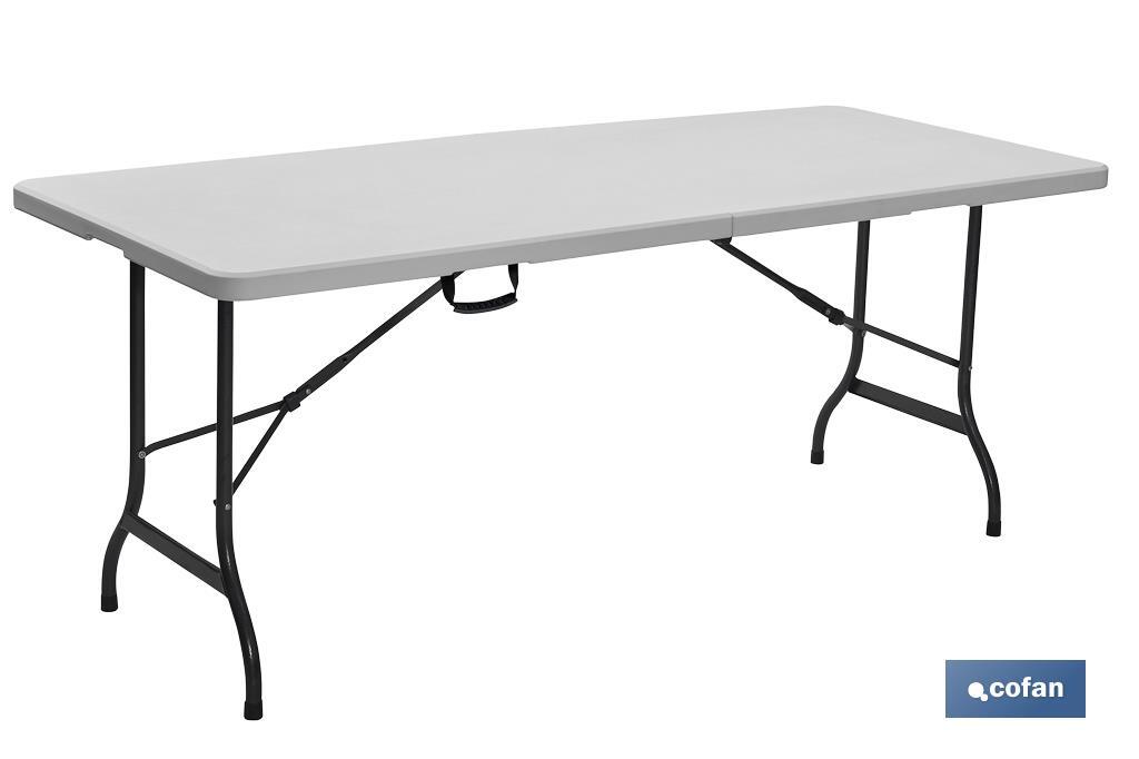 MESA PLEGABLE RECTANGULAR BLANCA CON BLOQUEO DE SEGURIDAD 180x70x72 CM 1 MESA PLEGABLE RECTANGULAR BLANCA CON BLOQUEO DE SEGURIDAD 180x70x72 CM