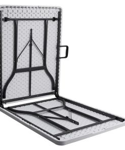 Alternative view of MESA PLEGABLE RECTANGULAR BLANCA CON BLOQUEO DE SEGURIDAD 180x70x72 CM