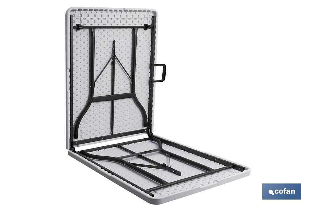 MESA PLEGABLE RECTANGULAR BLANCA CON BLOQUEO DE SEGURIDAD 180x70x72 CM 2 MESA PLEGABLE RECTANGULAR BLANCA CON BLOQUEO DE SEGURIDAD 180x70x72 CM - Imagen 2