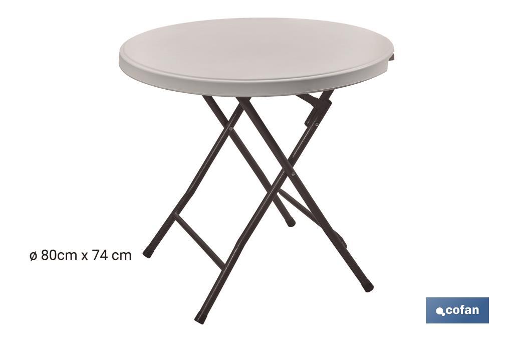 MESA REDONDA PLEGABLE BLANCA 80x80x74cm 1 MESA REDONDA PLEGABLE BLANCA 80x80x74cm