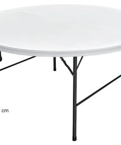 MESA REDONDA PLEGABLE BLANCA 180x74cm