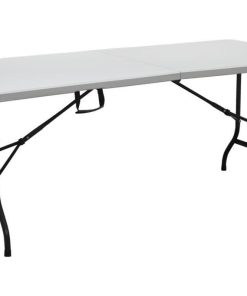 MESA PLEGABLE RECTANGULAR BLANCA CON BLOQUEO DE SEGURIDAD 180x75x72 CM