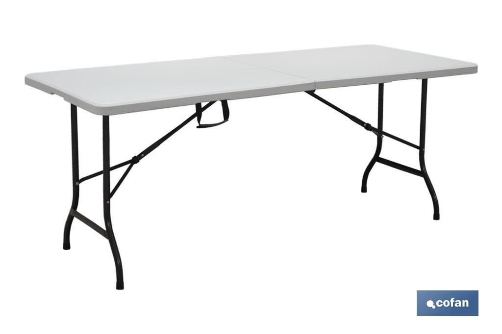 MESA PLEGABLE RECTANGULAR BLANCA CON BLOQUEO DE SEGURIDAD 180x75x72 CM 1 MESA PLEGABLE RECTANGULAR BLANCA CON BLOQUEO DE SEGURIDAD 180x75x72 CM