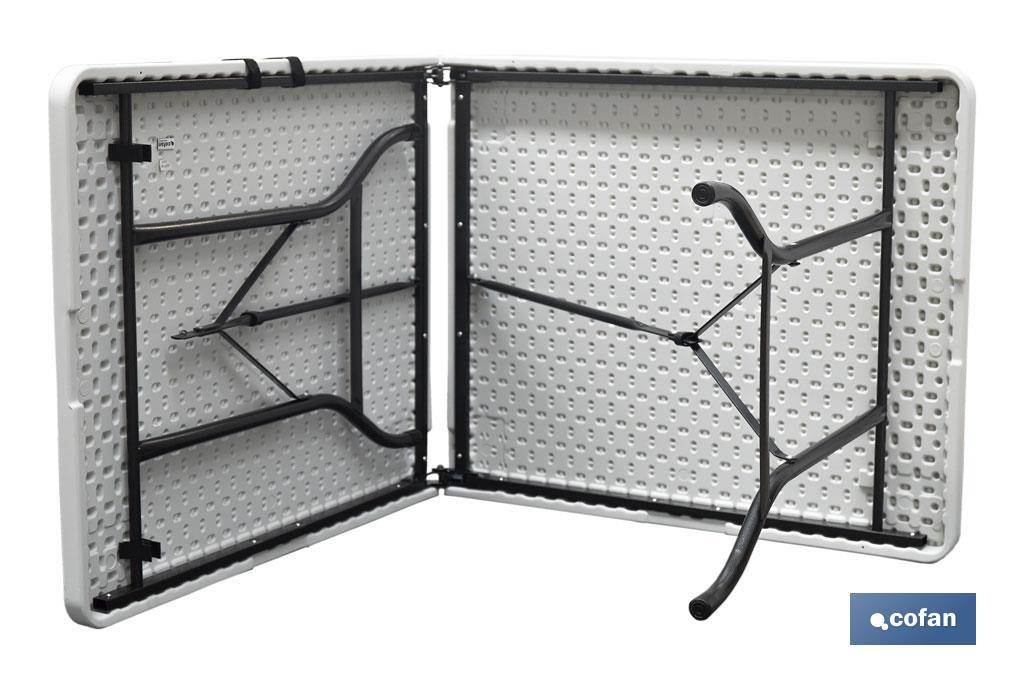 MESA PLEGABLE RECTANGULAR BLANCA CON BLOQUEO DE SEGURIDAD 180x75x72 CM 3 MESA PLEGABLE RECTANGULAR BLANCA CON BLOQUEO DE SEGURIDAD 180x75x72 CM - Imagen 3