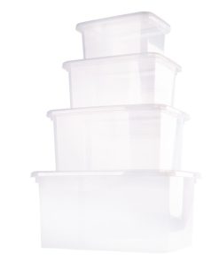 PACK DE 4 CAJAS DE ALMACENAJE TRANSPARENTES 4 L + 8 L + 15 L + 26 L