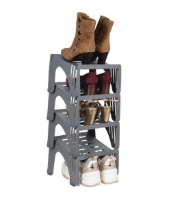 PACK DE 4 ORGANIZADORES DE ZAPATOS DE COLOR GRIS 26 X 26 X 19 CM