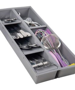 ORGANIZADOR PARA CAJÓN CON SEPARADORES DE COLOR GRIS 20 X 45 X 6,5 CM