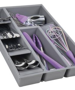 ORGANIZADOR PARA CAJÓN CON SEPARADORES DE COLOR GRIS 30 X 45 X 6,5 CM
