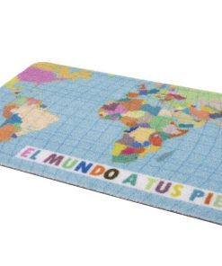 FELPUDO CON ESTAMPADO DIGITAL EL MUNDO 40 X 60 CM