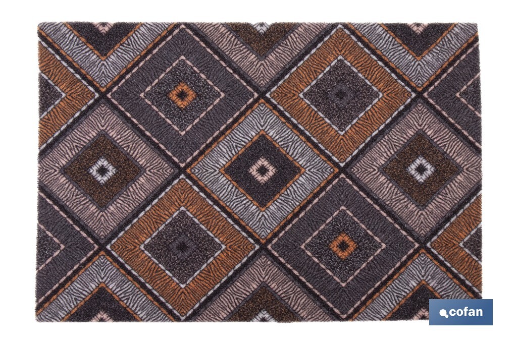 FELPUDO CON ESTAMPADO DIGITAL ROMBOS 50 x 70 CM 1 FELPUDO CON ESTAMPADO DIGITAL ROMBOS 50 x 70 CM