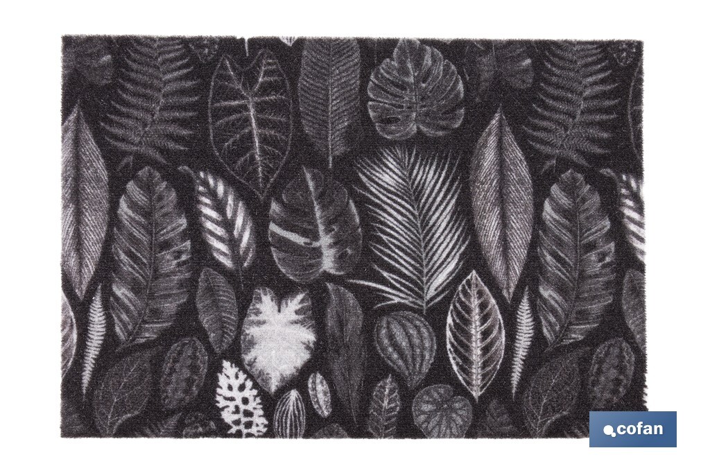 FELPUDO CON ESTAMPADO DIGITAL HOJAS 50 x 70 CM 1 FELPUDO CON ESTAMPADO DIGITAL HOJAS 50 x 70 CM