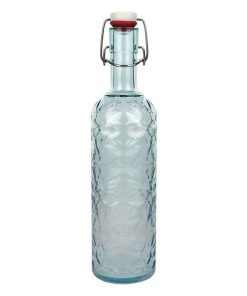 BOTELLA DE VIDRIO TRANSPARENTE AZUL CLARO CON CIERRE DE ESTRIBO 1 L VENTA UNITARIA