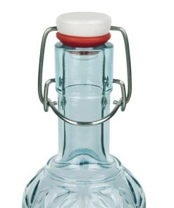 Alternative view of BOTELLA DE VIDRIO TRANSPARENTE AZUL CLARO CON CIERRE DE ESTRIBO 1 L VENTA UNITARIA