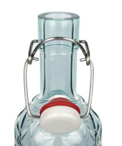 BOTELLA DE VIDRIO TRANSPARENTE AZUL CLARO CON CIERRE DE ESTRIBO 1 L - Imagen 3