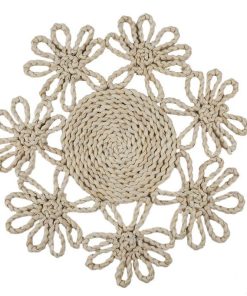 BAJOPLATO FORMA FLOR  FIBRA NATURAL MEDIDA 35 CM