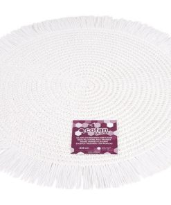 BAJOPLATO REDONDO FLECOS DE COLOR BLANCO MEDIDA 38 CM