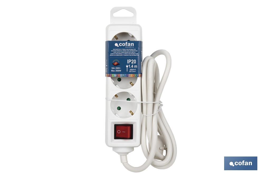 BASE MÚLTIPLE 3T. 1,4M CABLE C/INT. (16A-250V) 4 BASE MÚLTIPLE 3T. 1,4M CABLE C/INT. (16A-250V) - Imagen 4