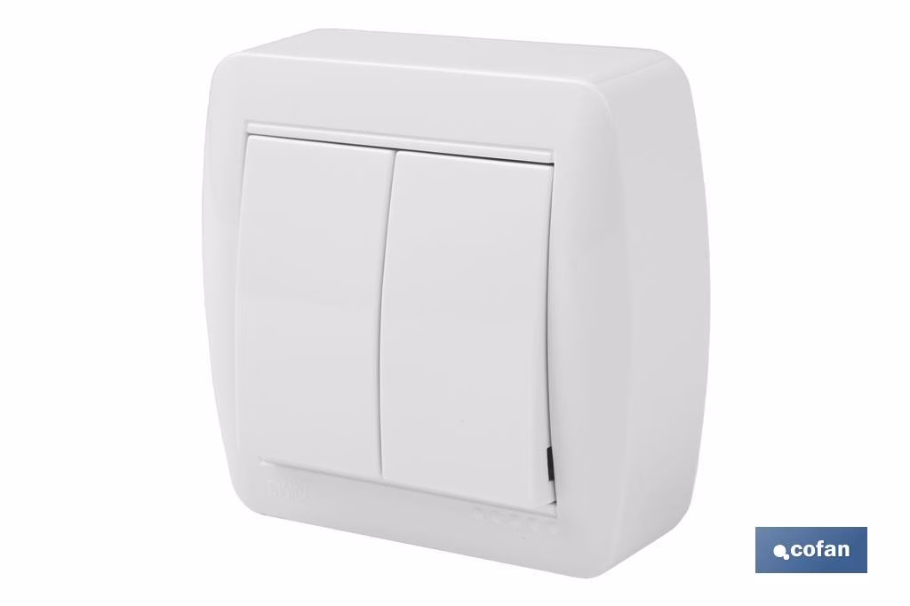 DOBLE INTERRUPTOR SUPERFICIE  MODELO ATLANTIS10A BLANCO - Imagen 2