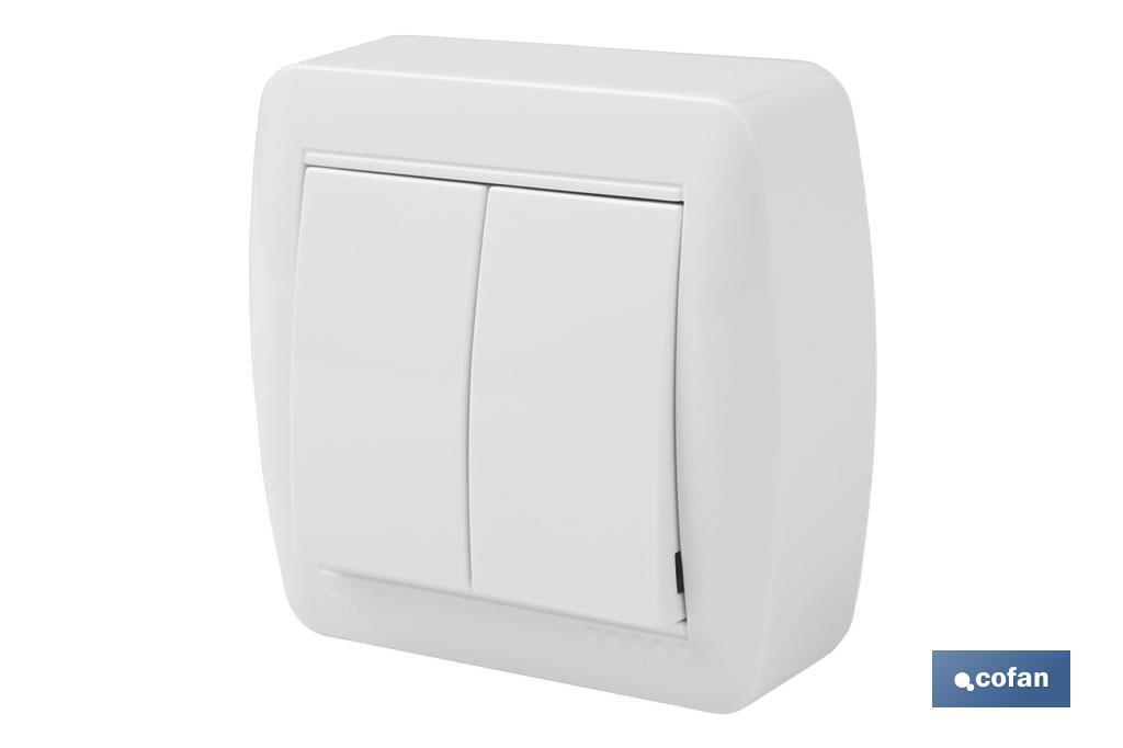 DOBLE INTERRUPTOR SUPERFICIE MODELO ATLANTIS10A BLANCO 2 DOBLE INTERRUPTOR SUPERFICIE MODELO ATLANTIS10A BLANCO - Imagen 2