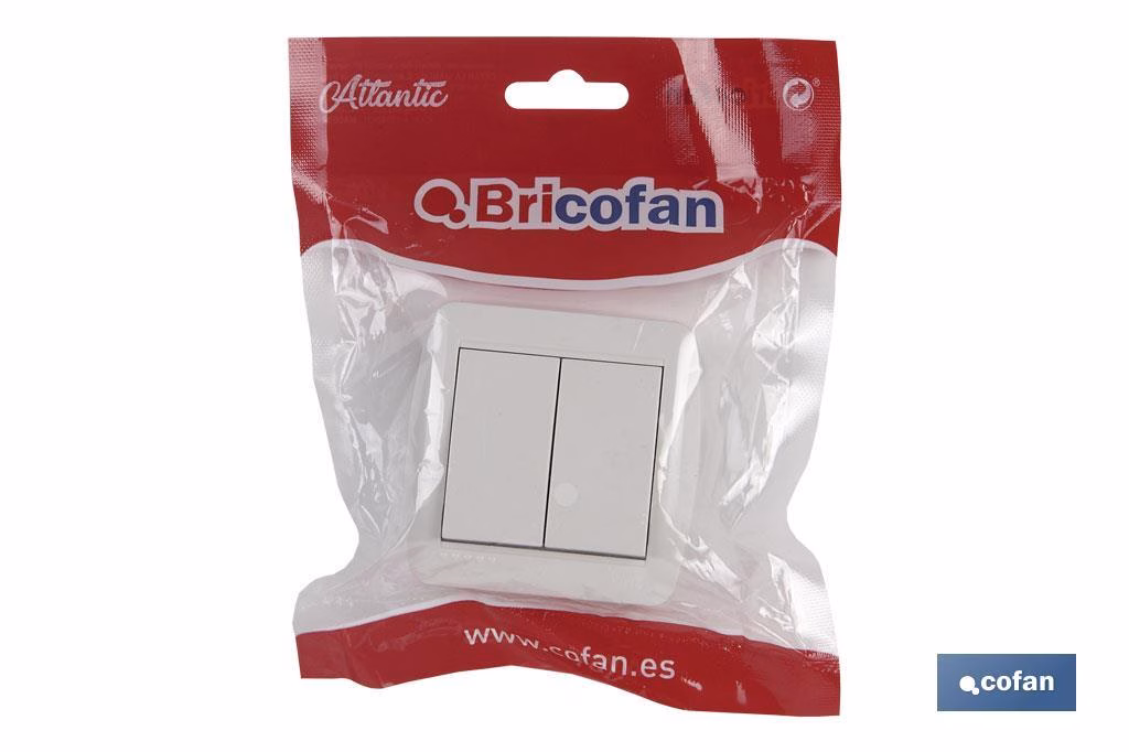 DOBLE INTERRUPTOR SUPERFICIE  MODELO ATLANTIS10A BLANCO - Imagen 3