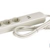 BASE BIPOLAR 3 TOMAS Y PROLONGACIÓN 1,5M CON T/T LATERAL 16A 250V USB
