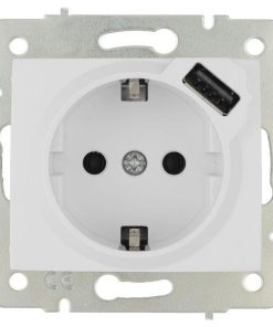 BASE ENCHUFE 2P+T CON OBTURADOR MODELO PACIFIC 16A 250V ENTRADA USB