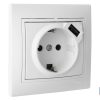 BASE ENCHUFE USB MONOBLOC MODELO PACIFIC 2P+T CON OBTURADOR 16A 250V 2.1A 5V