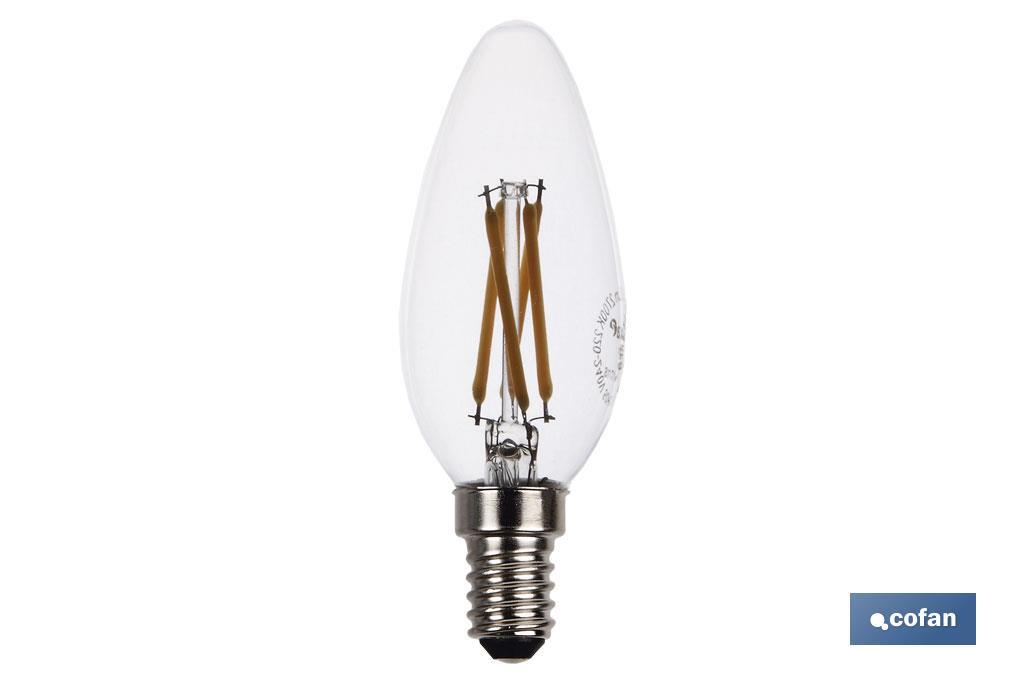 BOMBILLA LED VELA FILAMENTO E14 4W 470LM 2700K 1 BOMBILLA LED VELA FILAMENTO E14 4W 470LM 2700K
