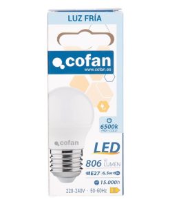 BOMBILLA LED ESFÉRICA E27 6.5 W 806 LM 6500 K 7 BOMBILLA LED ESFÉRICA E27 6.5 W 806 LM 6500 K