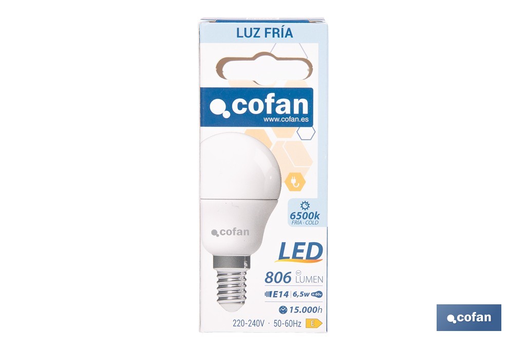 BOMBILLA LED ESFÉRICA E14 6.5 W 806 LM 6500 K 4 BOMBILLA LED ESFÉRICA E14 6.5 W 806 LM 6500 K - Imagen 4