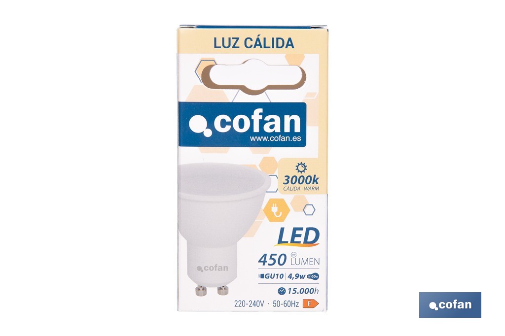 BOMBILLA LED GU10 4.9 W 450 LM 3000 K 4 BOMBILLA LED GU10 4.9 W 450 LM 3000 K - Imagen 4