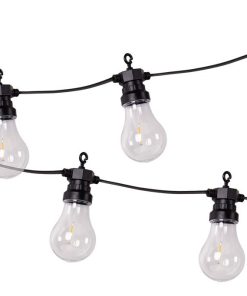 GUIRNALDA DE BOMBILLAS LED 10 UDS. CON PANEL SOLAR A19 3,7 V 1,2 Ah IP44 2700 K 4,5 + 3 M