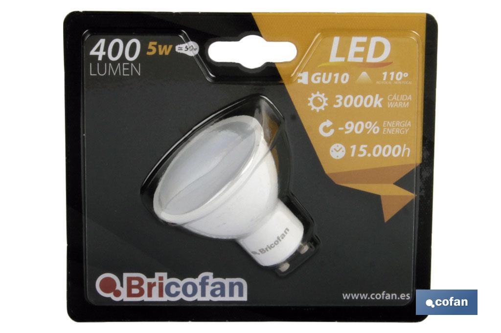 LÁMPARA LED GU-10 5W 110º 400LM 6500K 2 LÁMPARA LED GU-10 5W 110º 400LM 6500K - Imagen 2