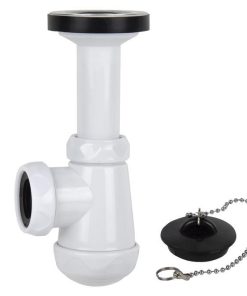 SIFÓN BOTELLA CORTO CON SALIDA Ø32-40 Y VÁLVULA LAVABO BIDÉ 1 1/4 x 70