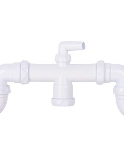 SIFÓN CURVO DOBLE CON SALIDA Ø32-40 MM, RACORES 1 1/2 Y TOMA AUXILIAR