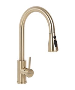 Alternative view of GRIFO DE COCINA DORADO DE ACERO CEPILLADO CON MANGUERA EXTENSIBLE Y 3 FUNCIONES 400 X 220 X 54 MM