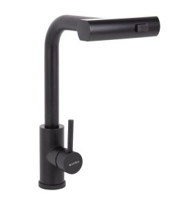 GRIFO DE COCINA NEGRO DE ACERO CON MANGUERA EXTENSIBLE Y 3 FUNCIONES 340 X 240 X 54  MM