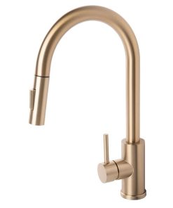 GRIFO DE COCINA CEPILLADO DORADO DE ACERO CON MANGUERA EXTENSIBLE Y 2 FUNCIONES 400 X 220 X 54 MM