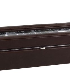 CAJA GUARDA RELOJES 6 UDS PIEL MARRÓN