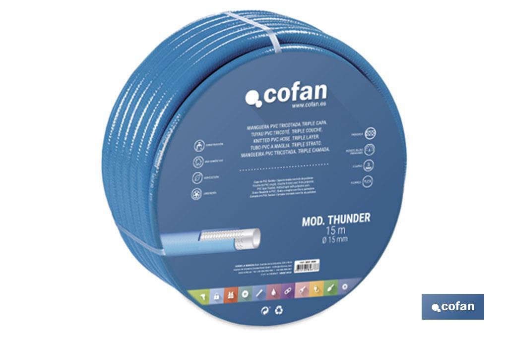 MANGUERA PVC MODELO THUNDER 3C TRICOTADA Ø25X25 m 1 MANGUERA PVC MODELO THUNDER 3C TRICOTADA Ø25X25 m