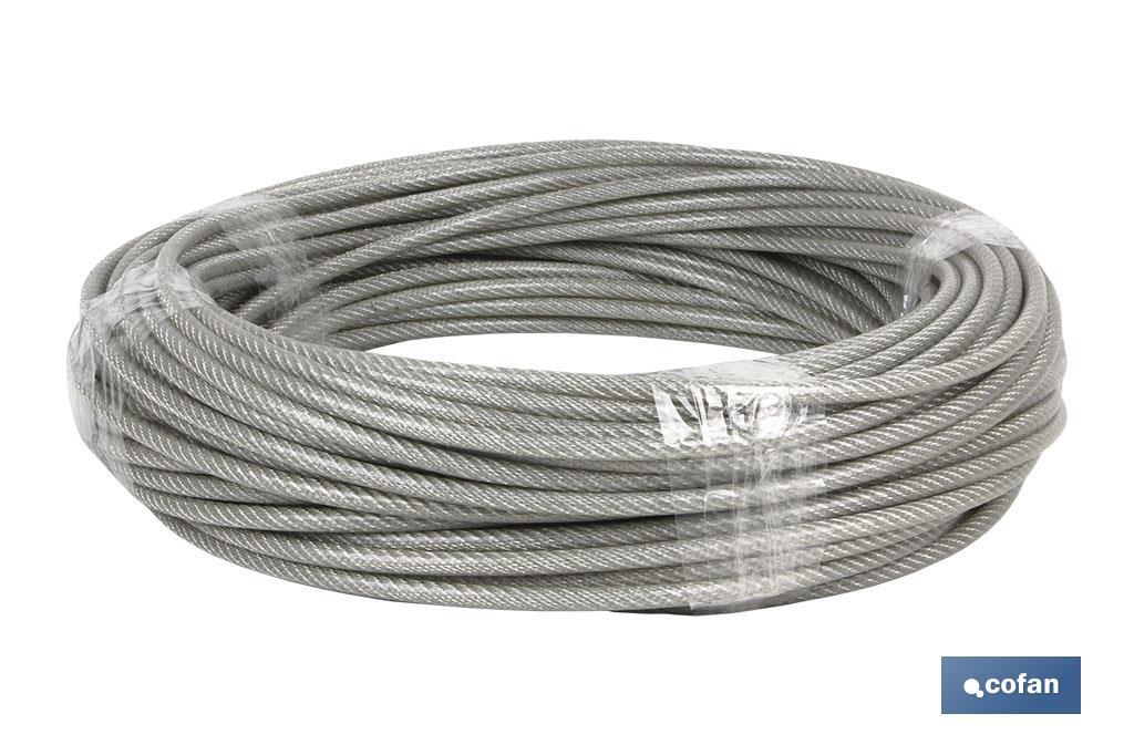 CABLE ACERO (6mm) 4X6MM 6X7+1 PLAST. (100 M) 1 CABLE ACERO (6mm) 4X6MM 6X7+1 PLAST. (100 M)