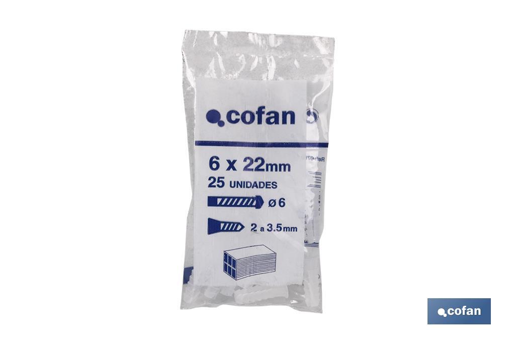 BOLSA 25 UDS TACO PLÁSTICO 10 MM 1 BOLSA 25 UDS TACO PLÁSTICO 10 MM