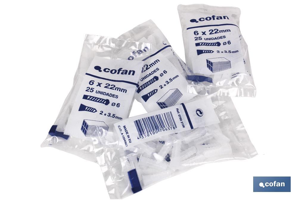BOLSA 25 UDS TACO PLÁSTICO 10 MM 2 BOLSA 25 UDS TACO PLÁSTICO 10 MM - Imagen 2
