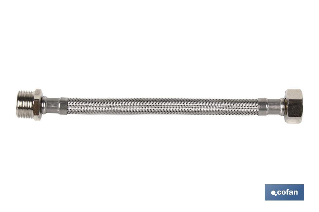 CONEXIÓN FLEXIBLE INOX M3/8- H3/8 25 CM. 1 CONEXIÓN FLEXIBLE INOX M3/8- H3/8 25 CM.