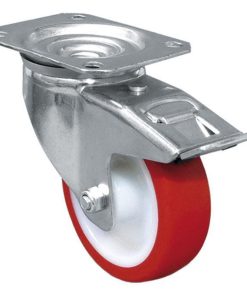 RUEDA POLIURETANO PLACA/FRENO Ø80X30MM