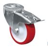 RUEDA POLIURETANO PASANTE/FRENO Ø125X35MM