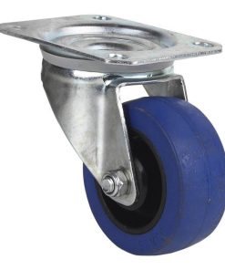 RUEDA GOMA AZUL PLACA Ø80X35MM
