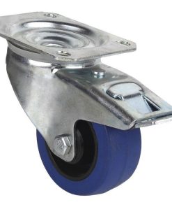 RUEDA GOMA AZUL PLACA/FRENO Ø100X35MM