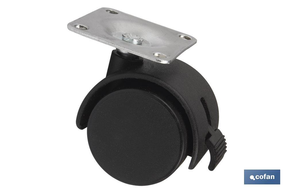 RUEDA PLASTIC Ø50MM PLACA/FRENO 1 RUEDA PLASTIC Ø50MM PLACA/FRENO