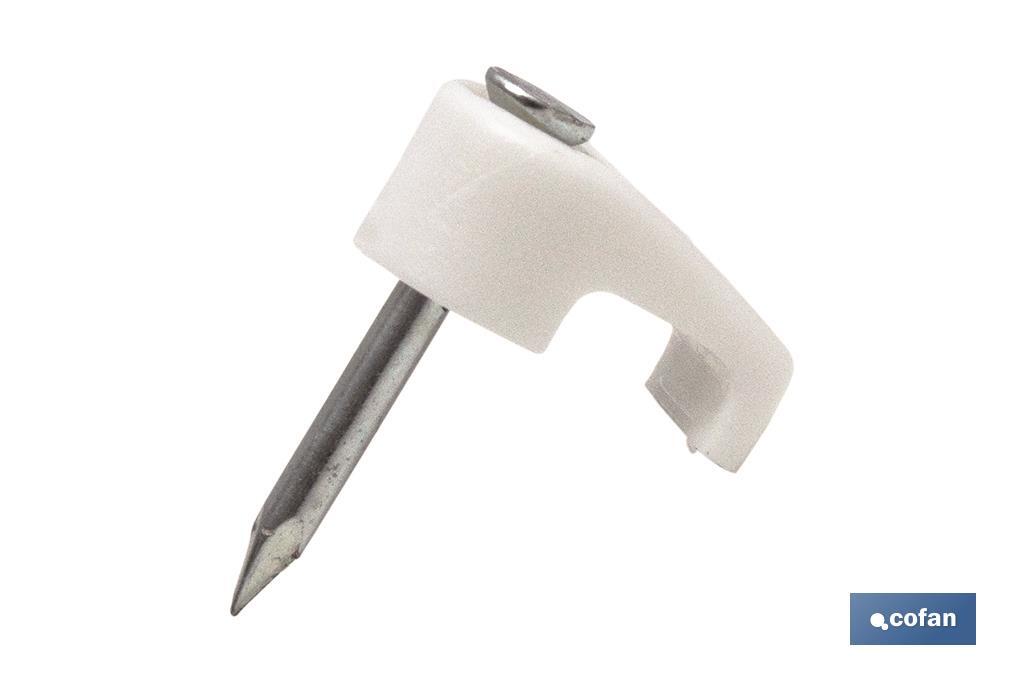 GRAPA PLÁSTICO CABLE PLANO 9,3X5MM Venta unitaria 1 GRAPA PLÁSTICO CABLE PLANO 9,3X5MM Venta unitaria